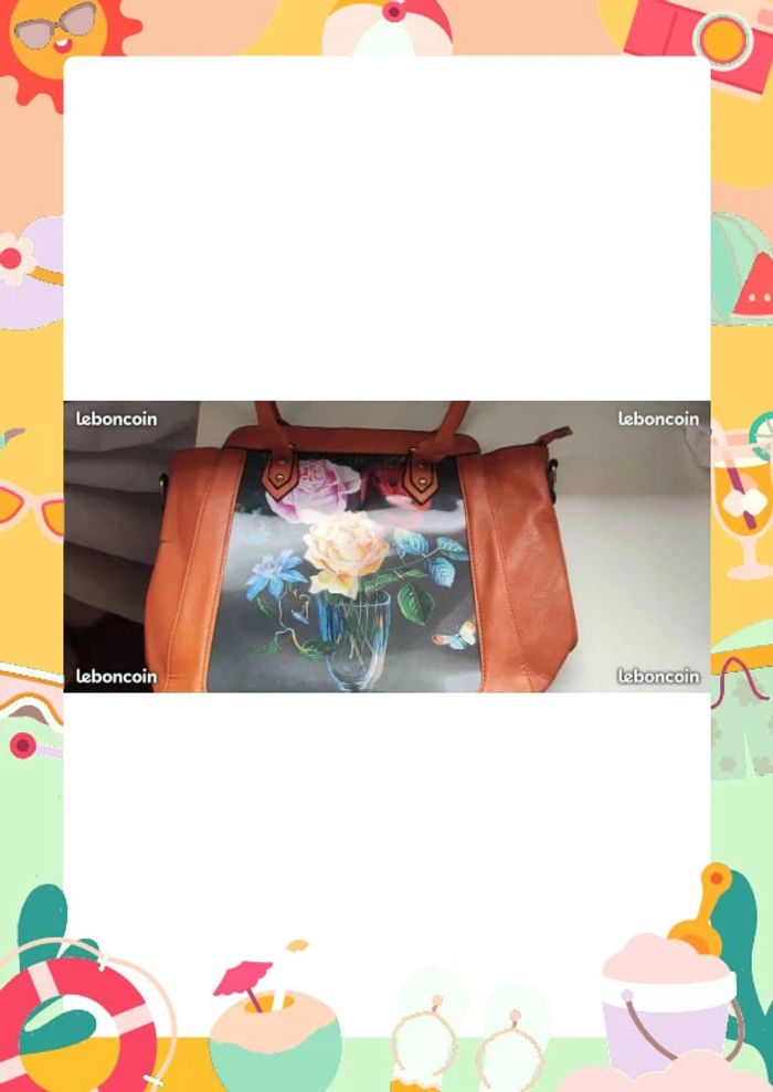 Sac à main fleuri motif 3D marron caramel - photo numéro 2
