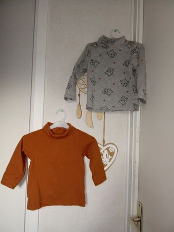 Lot de 2 sous pulls garçon hiver orchestra 18 mois, moutarde, gris, motif renard