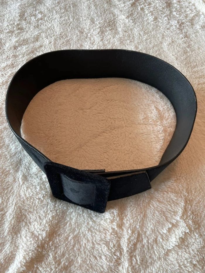 Superbe ceinture large boucle gris anthracite