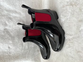 Bottines de pluie noires et rouges Rouchette pointure 38