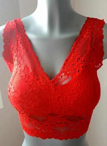 Crop top dentelle rouge