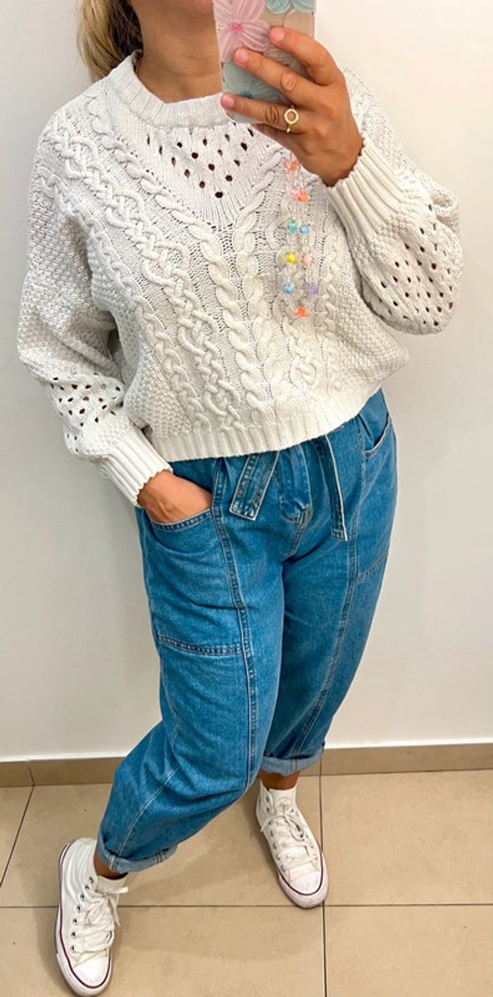 Petit Pull Court Maille Ajourée Taille M-L - photo numéro 3