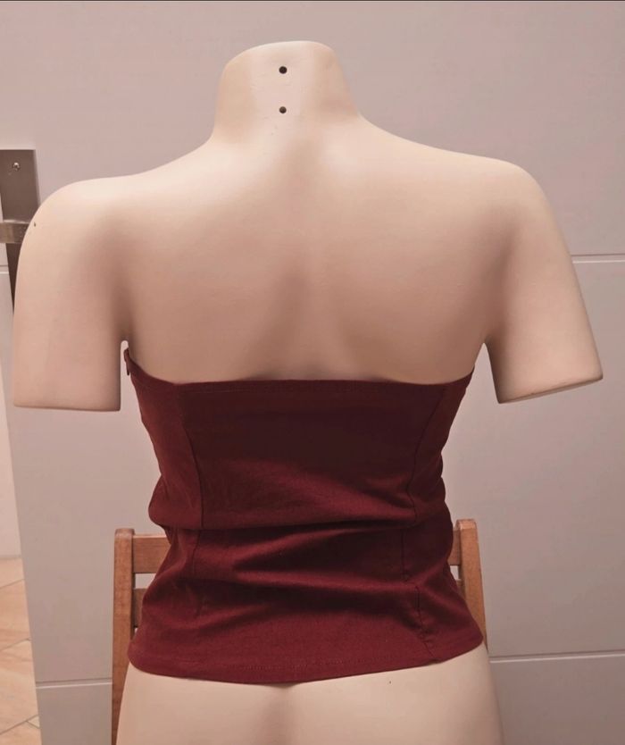 Top bustier bordeaux avec ruban - photo numéro 2