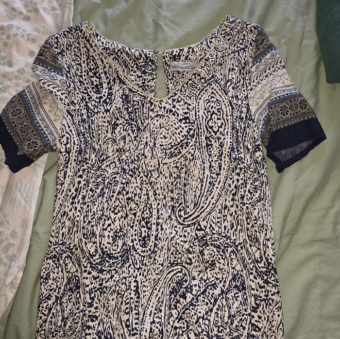 It Hippie Robe Courte Viscose Motifs Paisley Bleu Très Bon État Taille S - photo numéro 3