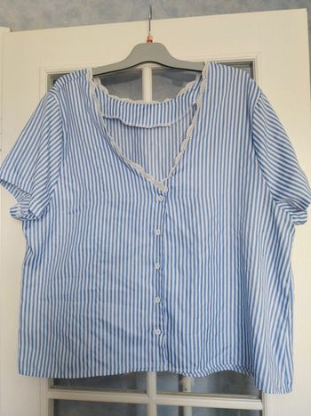 Blouse 4XL Shein curve rayée bleu blanc