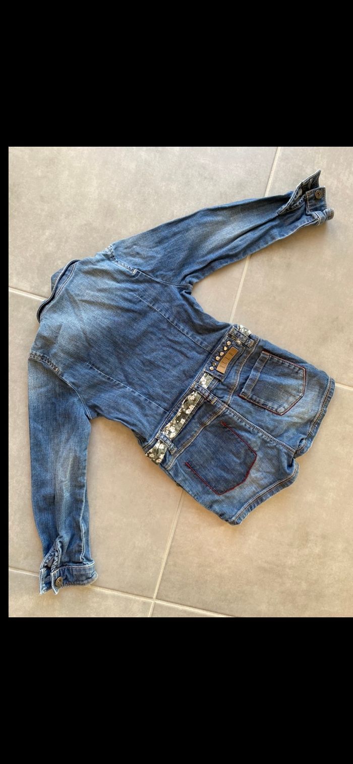 Combishort en jean manches longues 4 ans - photo numéro 8