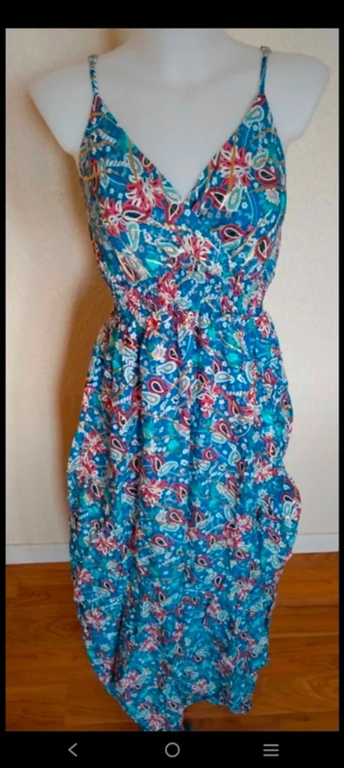 Sublime robe longue femme été avec dorures taille 36 38 S M