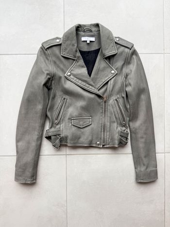Veste en cuir gris
