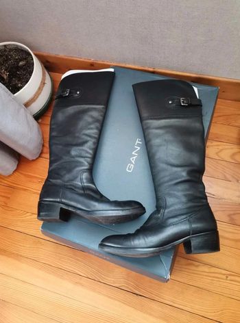 Bottes montantes hautes style cavalier stivali alti noir en "cuir" marque gant