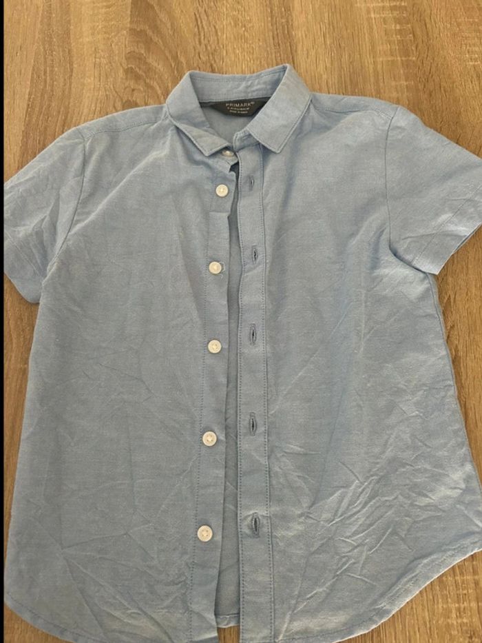 Chemise manche coute bleu 3/4 ans