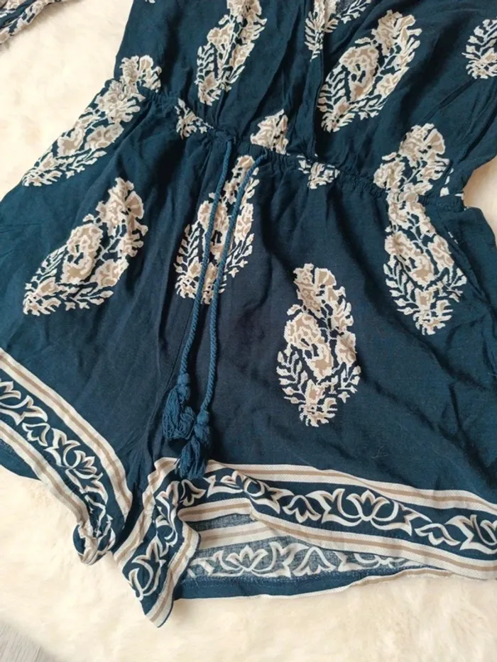 💙 Combishort bleu à imprimé floral – Taille M/L - photo numéro 3