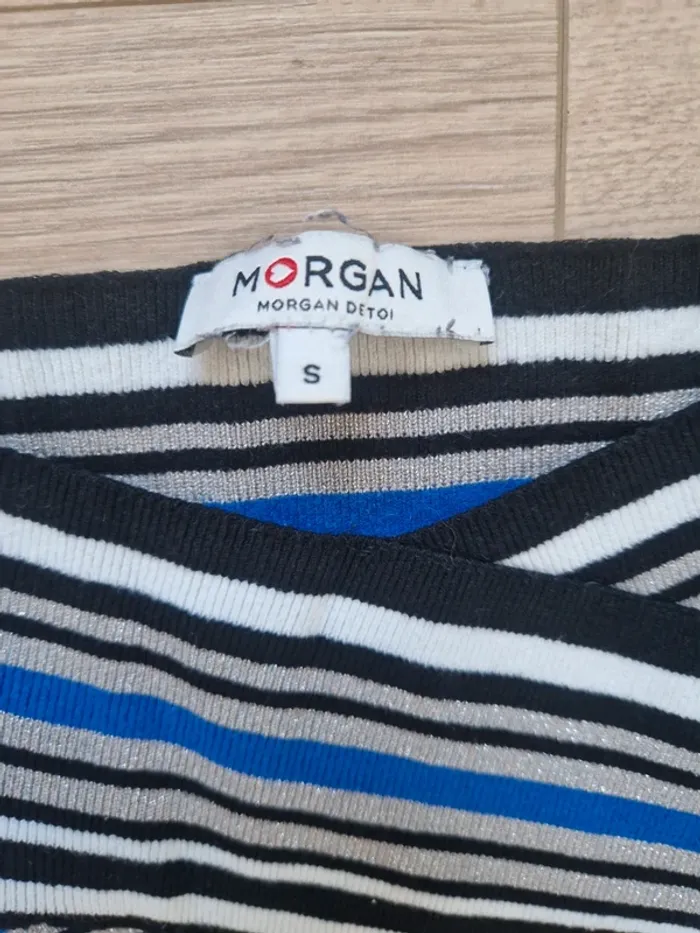 Pull Morgan rayé épaules dénudée taille S - photo numéro 2