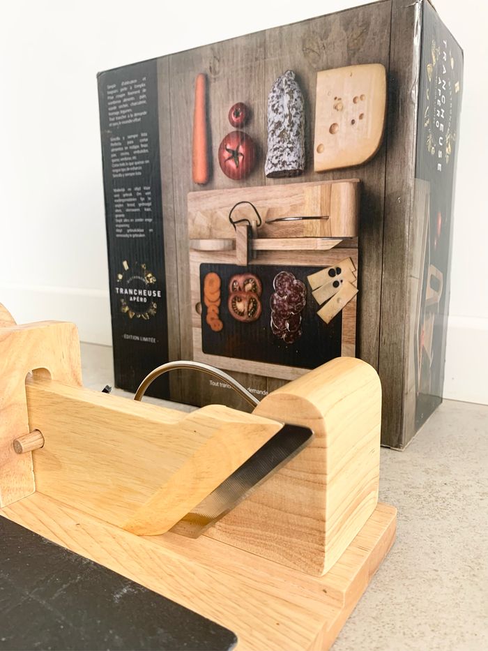 Trancheuse / guillotine apéro à saucisson avec plateau ardoise - photo numéro 2