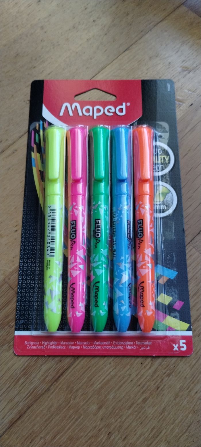 5 surligneurs fluos