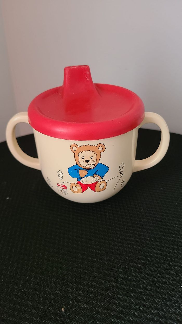 tasse à bec enfant vintage ours et mesure - photo numéro 3