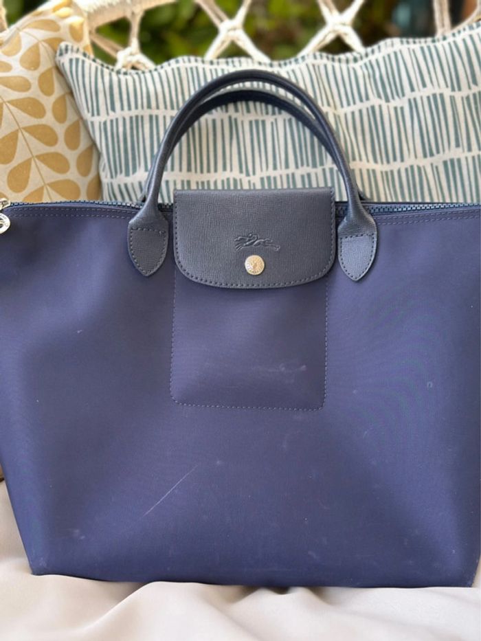 Sac Longchamp bleu marine toile et cuir - photo numéro 10