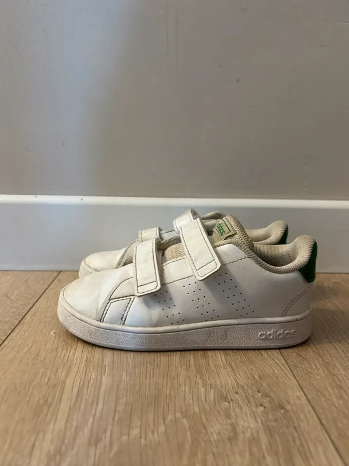 Basket Adidas Advantage blanc et vert Pointure 27 - photo numéro 4