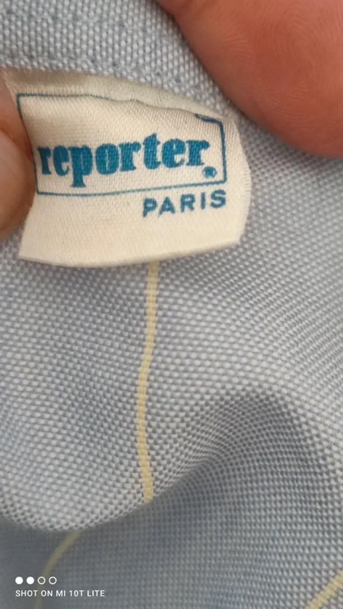 Chemise homme bleue rayures jaune reporter paris - photo numéro 3