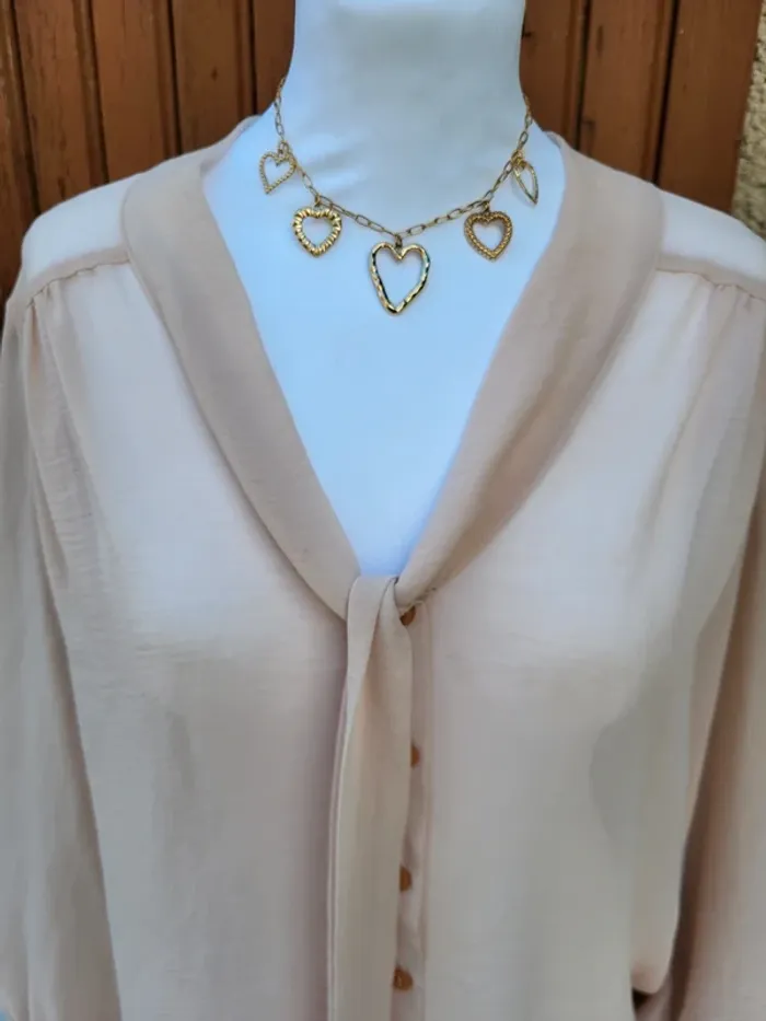 Chemise voile cravate asymétrique rose atmosphère taille 48 - photo numéro 4