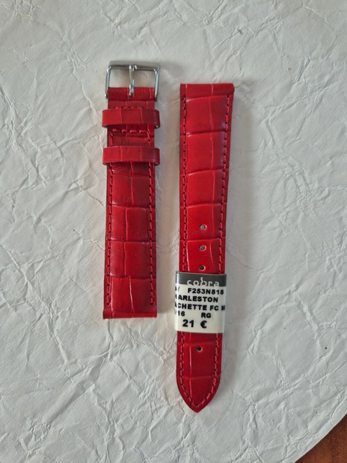 Bracelet de montre rouge cuir 18 mm neuf