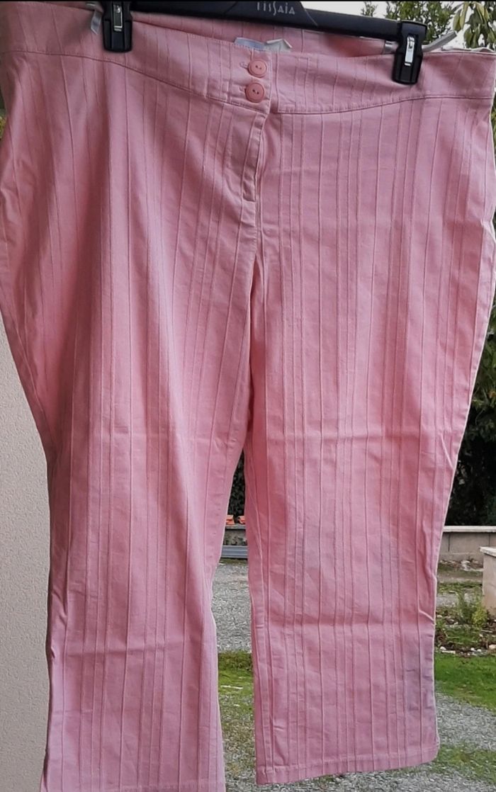 Pantacourt toile rayé grande taille - photo numéro 2