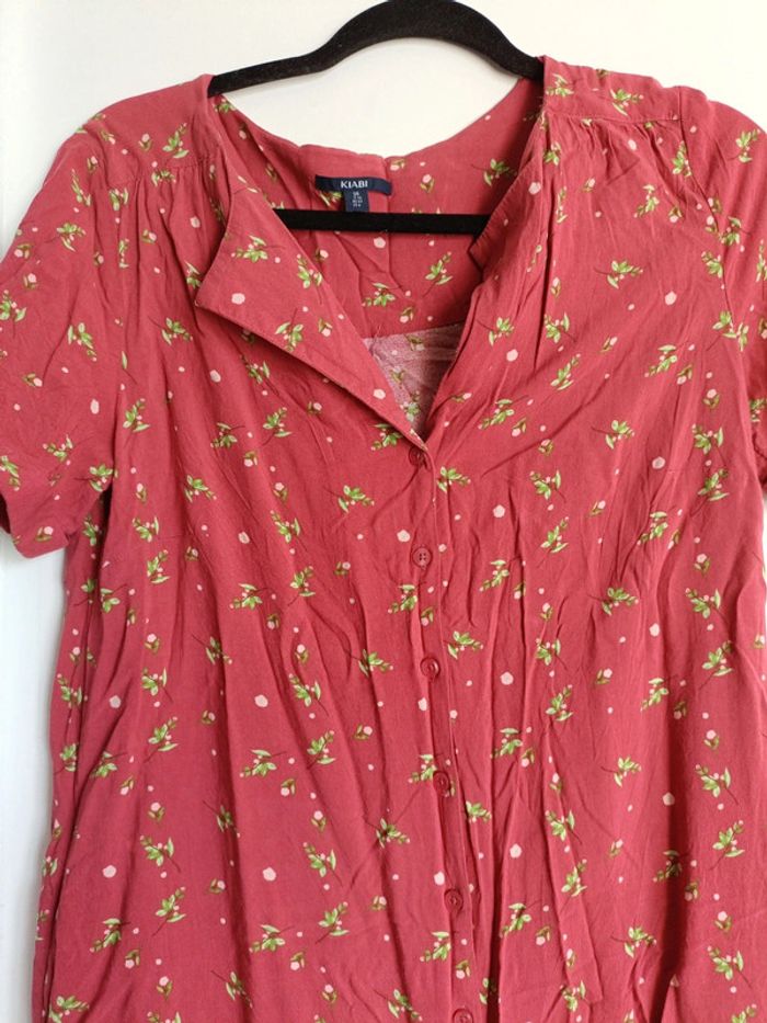 Robe fleurie courte manche courte boutonnée Kiabi Taille 38 Comme neuve - photo numéro 3
