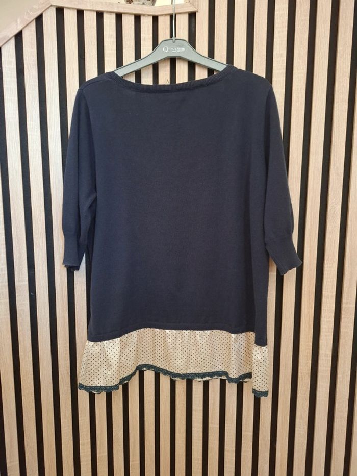 Pull bleu marine bohème Phildar T 42 - photo numéro 3