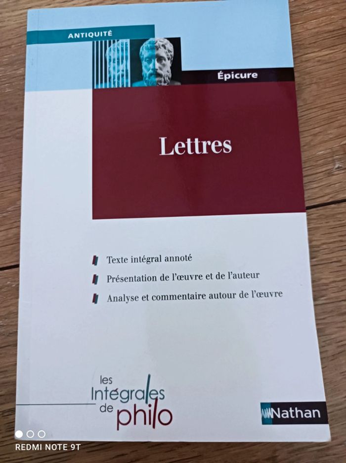 Livre Lettres Epicure