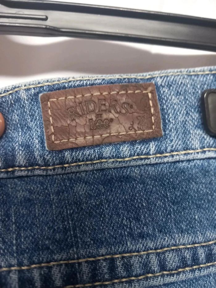 Jeans taille haute Lee vintage bleu foncé en coton - photo numéro 3