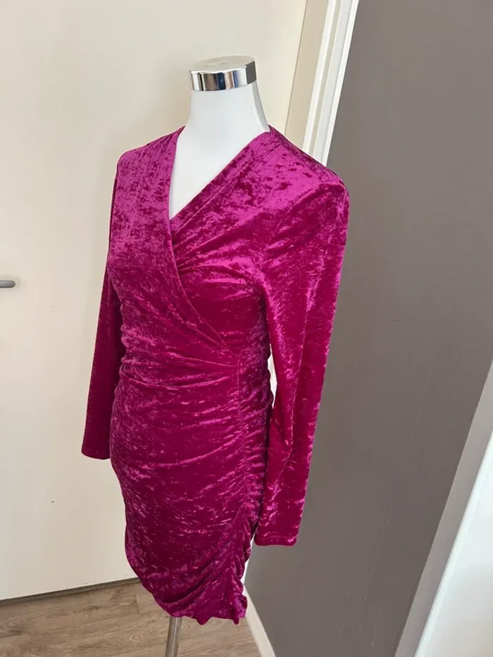 Maje robe en velours rose, femme, taille 40 - photo numéro 3
