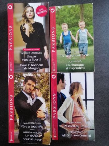 Lot de 4 livres Harlequin collection Passions en bon état