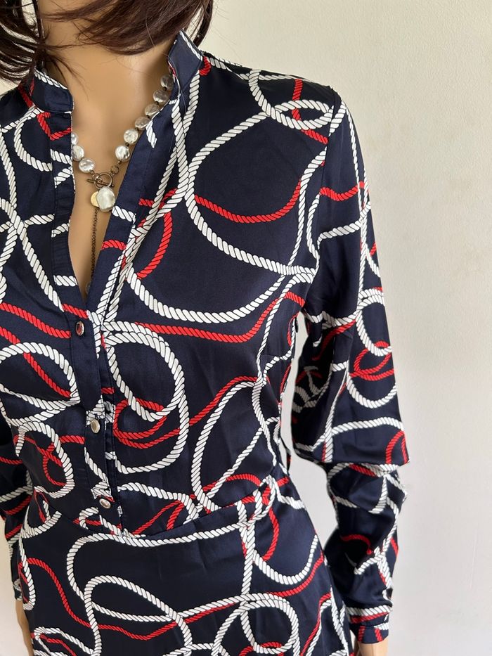 Robe bleue marine et imprimée Morgan taille 36 jamais portée - photo numéro 4