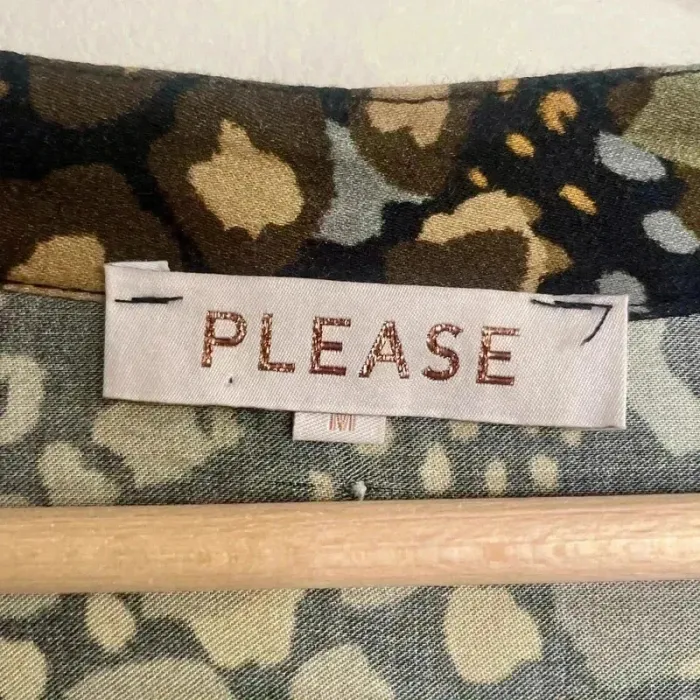 Blouse fluide imprimé léopard doré noir marron Please Taille M manches longues légères Italy V006 - photo numéro 6