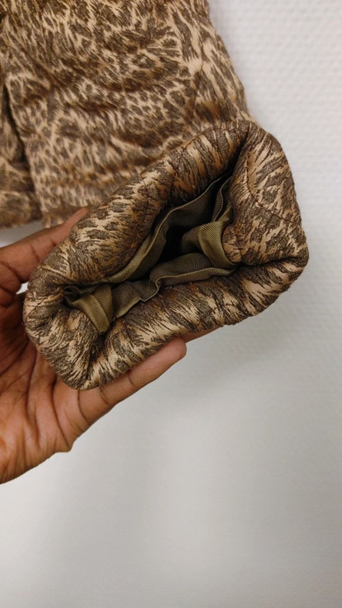 Très belle ensemble veste matelassé chaude imprimer doré style animal léopard en soie laine viscose - photo numéro 8