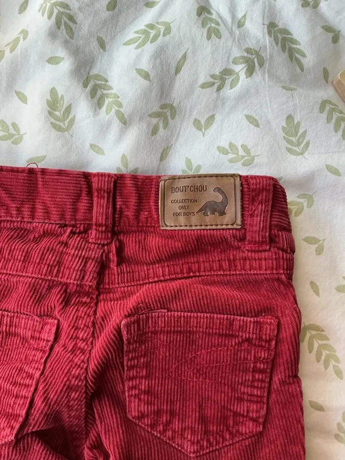pantalon en velours bordeaux taille réglable 12 mois bout'chou - photo numéro 6