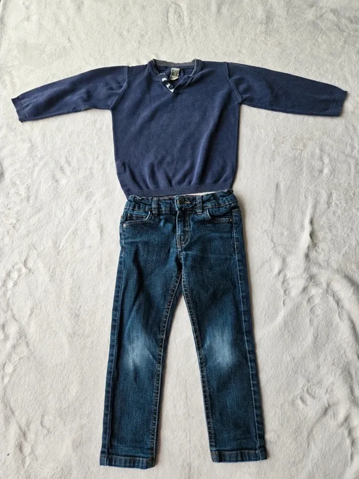 Tenue jean + pull tape à l'œil 3 ans (96cm)