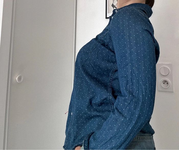 Chemise en jean à pois blancs – Monoprix – Taille 38 – Excellent état - photo numéro 4