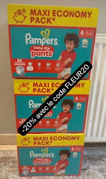 Trois carton  de couches pampers taille 6 cullote 