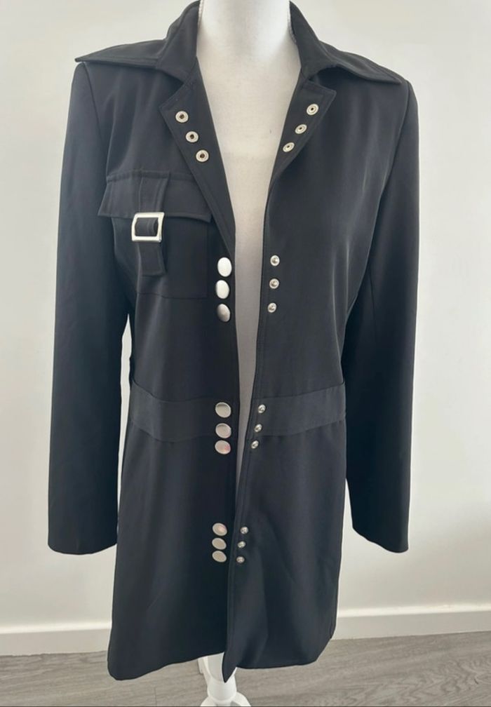 Trench seventies noir et argenté Vintage T38 M - photo numéro 2