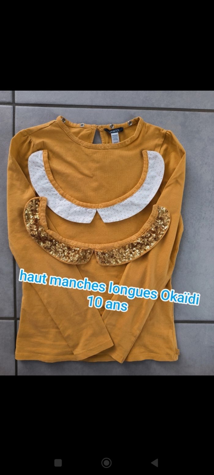 Vend tee shirt manches longues fille 10ans Okaïdi