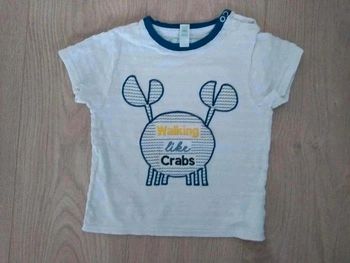 Tee-shirt blanc crabe Obaïbi 23 mois