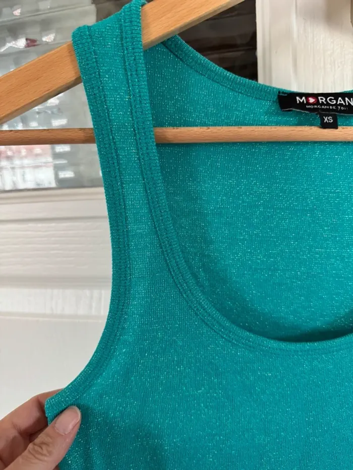 Débardeur brillant vert Morgan taille XS en TBE - photo numéro 5