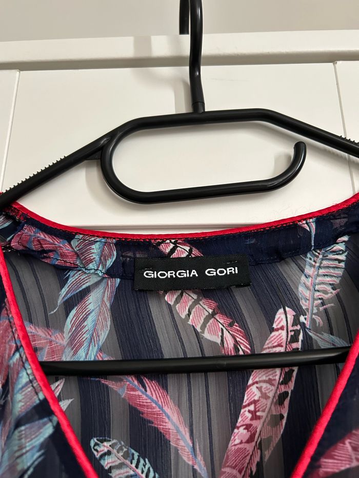 Blouse marine à motifs transparente Giorgia Gori Tailles S-M - photo numéro 5