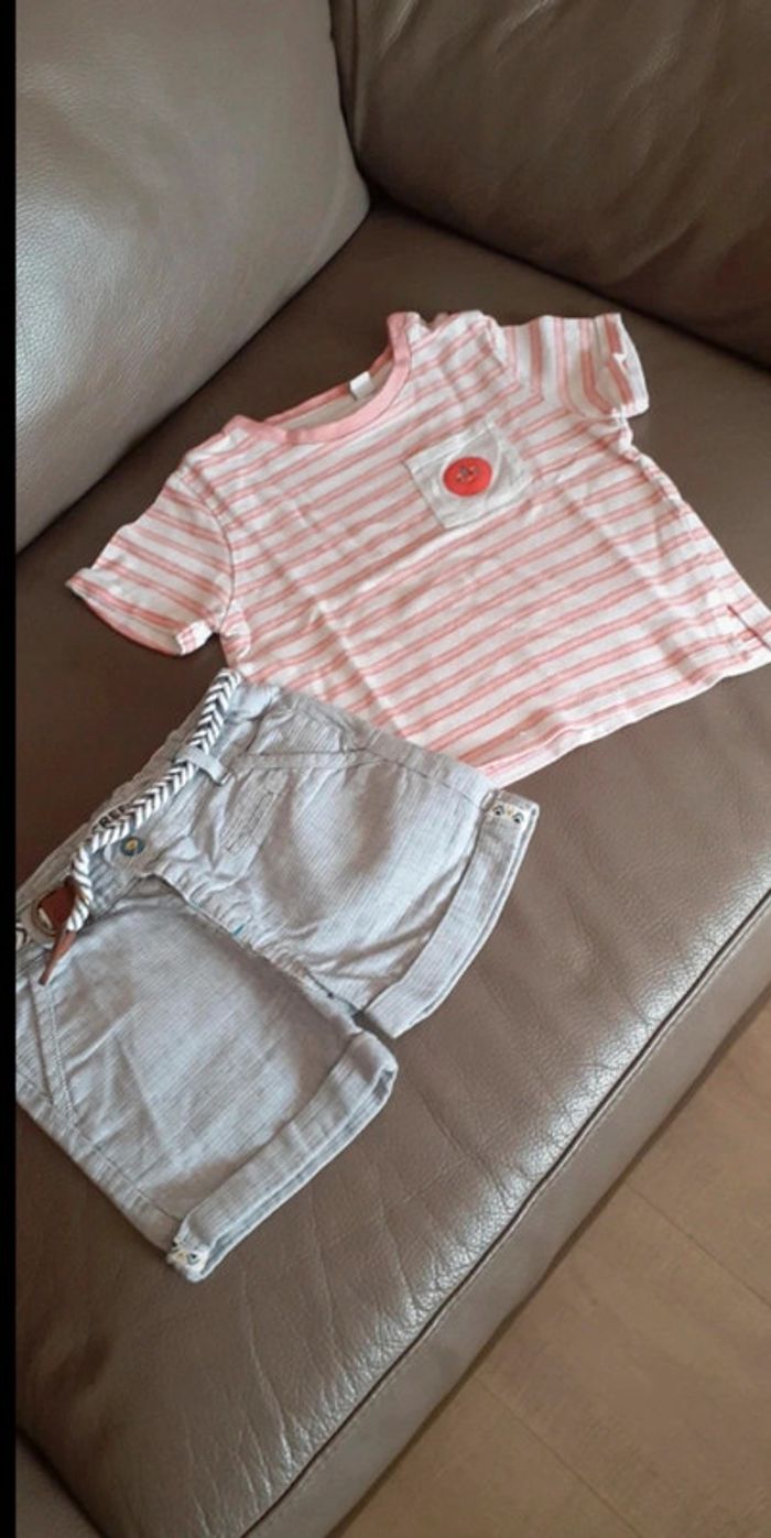 Ensemble short +tee shirt +ceinture Creeks 2 ans