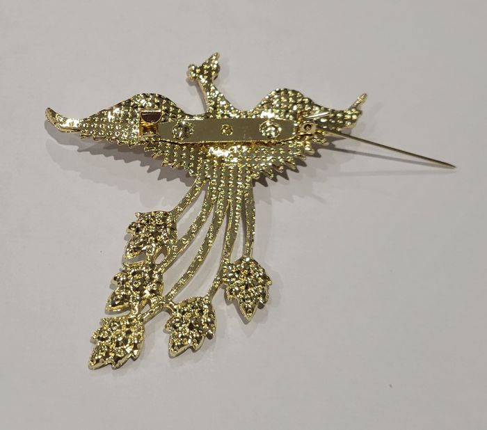BROCHE PHENIX ROSE FONCE STRASS ! NEUF ! - photo numéro 2