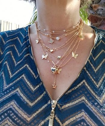 A42 lot de 10 collier chaîne doré or tendance réglable