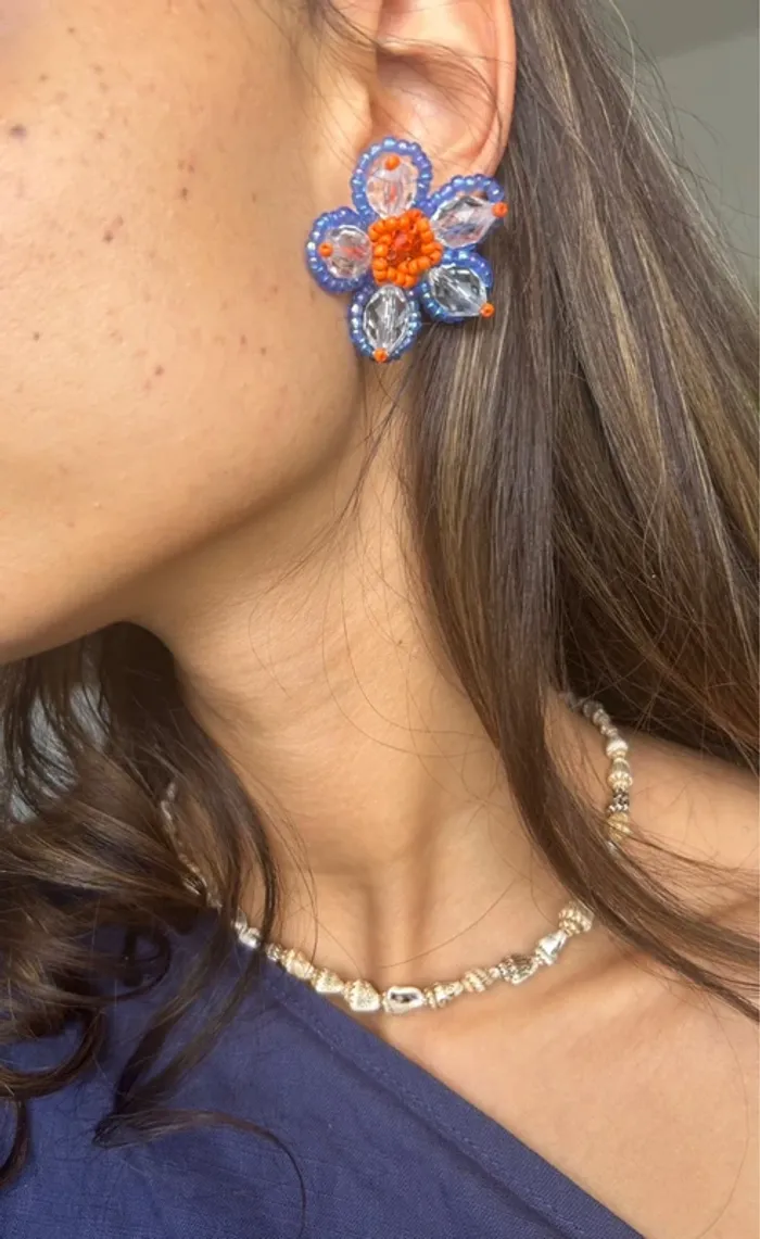 Boucle d’oreille fleurs perles - photo numéro 7