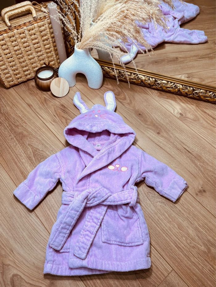 Taille 6 mois peignoir de bain éponge fille rose pale * lapin * 🎀