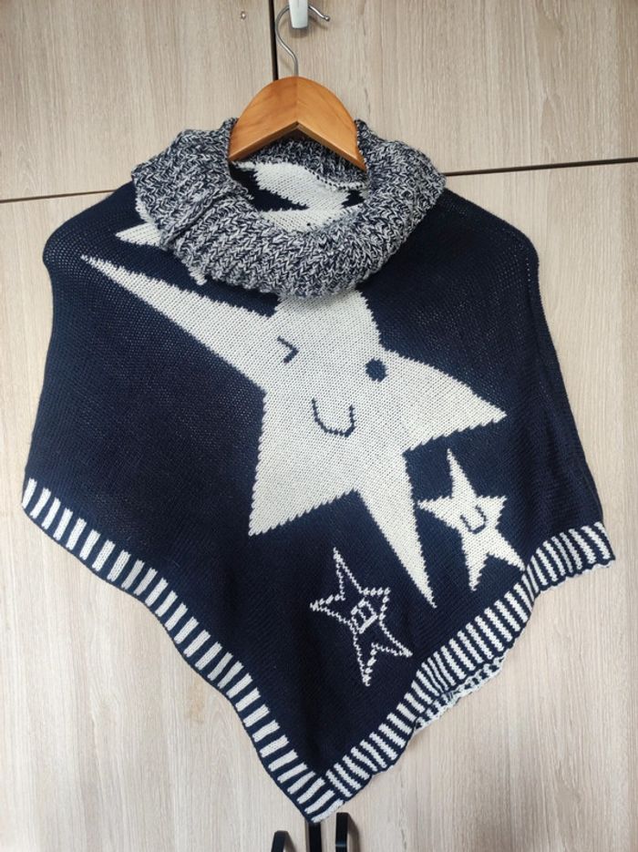 Cape poncho etoile maille 8 ans