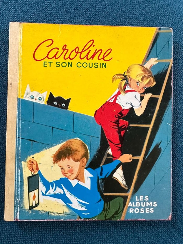 1972 Livre ancien cartonné Pierre Probst Caroline et son cousin voyage vintage carton